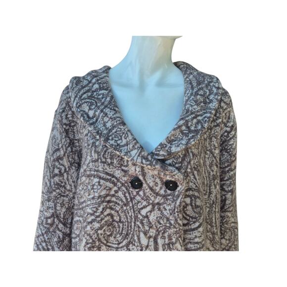 J.Jill Women's L Mocha Textured Paisley Pure Jill Curved Front Printed Cardi - Picture 2 of 12